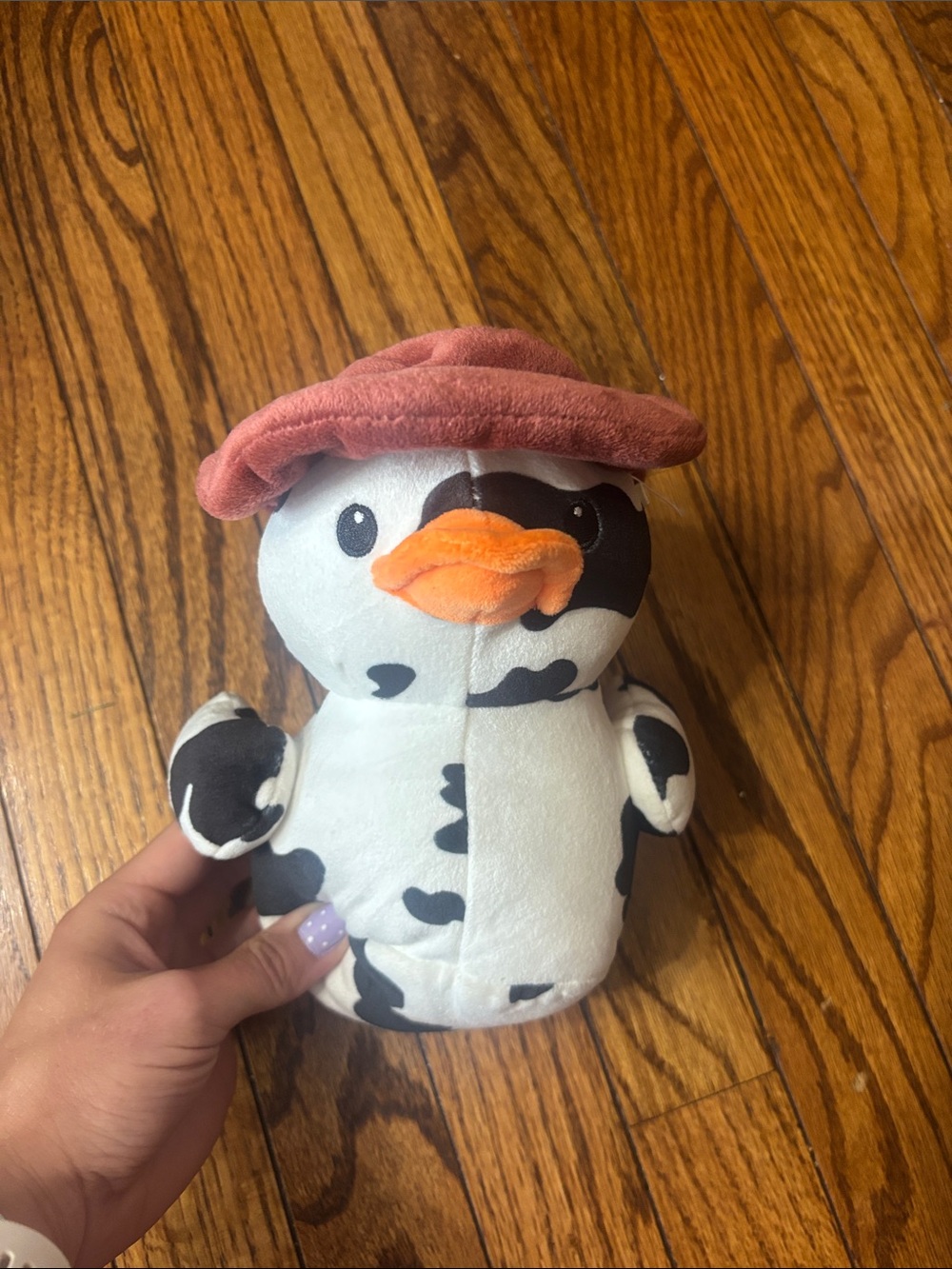 Plush Cow-Pattern Duck